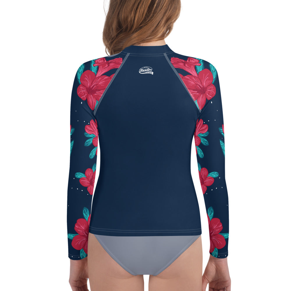Hunter Coastal Supply - Red Floral Rash Guard (Big Kids)