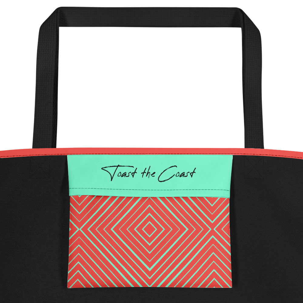 Hunter Coastal Supply - Geo Pattern Red Beach Bag