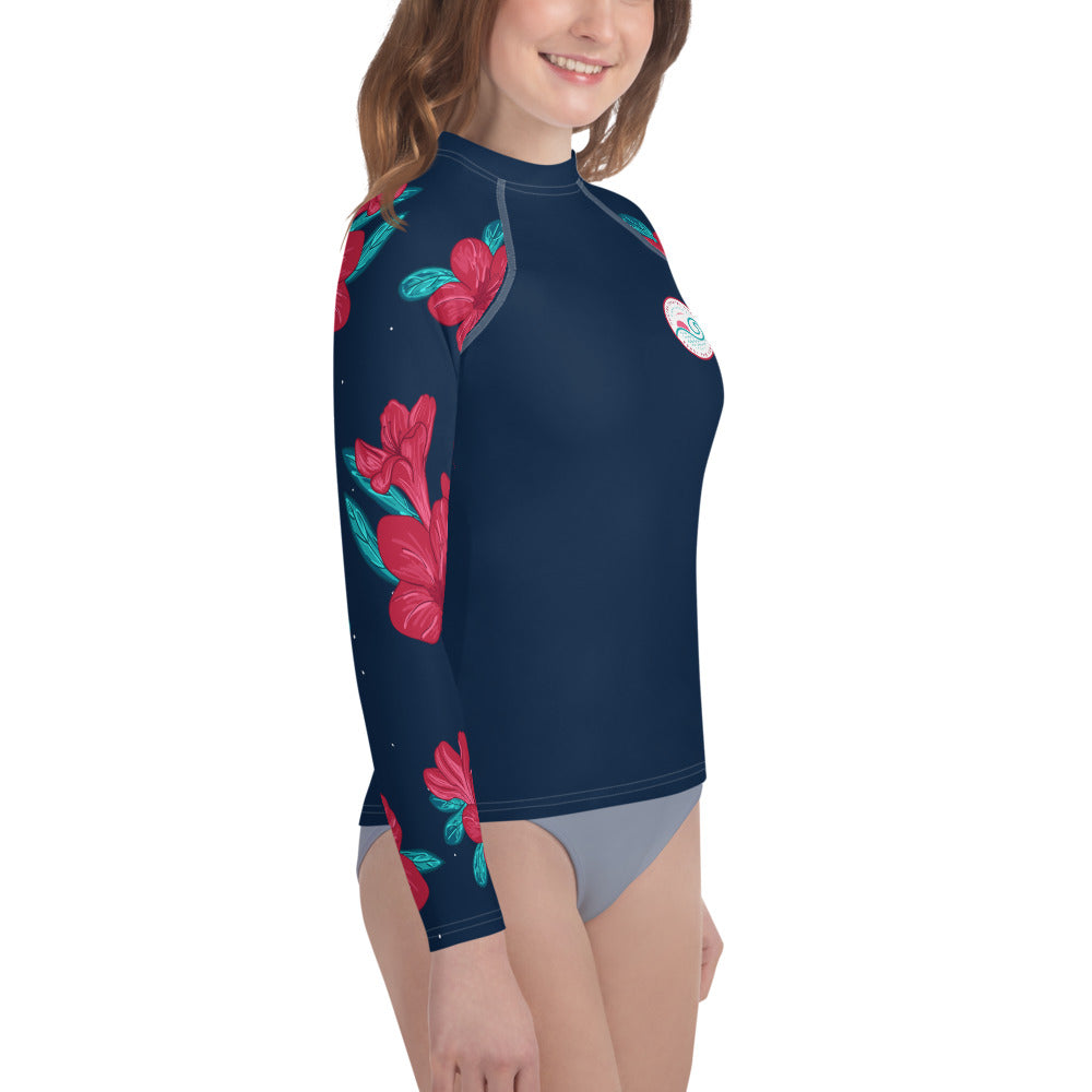 Hunter Coastal Supply - Red Floral Rash Guard (Big Kids)