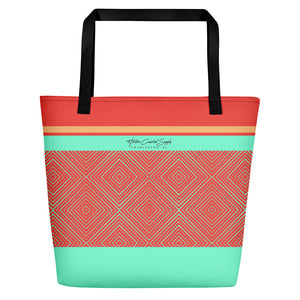 Hunter Coastal Supply - Geo Pattern Red Beach Bag